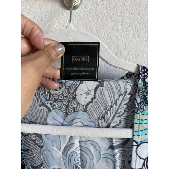 Winton + Waits Women Floral Bombay Blue Kimono Duster Open Front Boho OSFM Beach - Picture 10 of 15